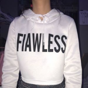 Cropped White “Flawless” Hoodie